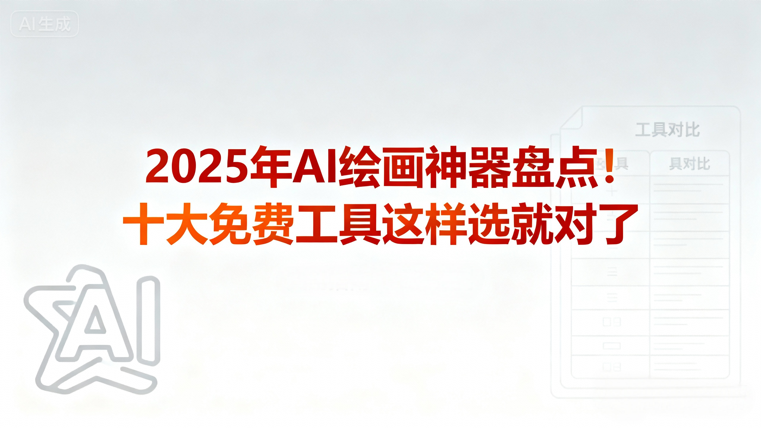 2025年AI绘画神器盘点！十大免费工具这样选就对了